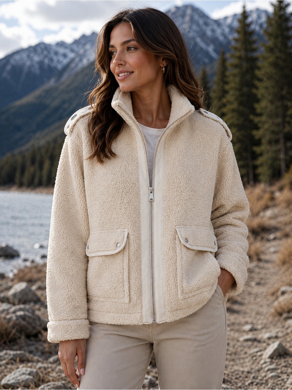 Anthropologie Scotch & Soda Bonded Teddy Zip Hooded Jacket Womens Sz S/M